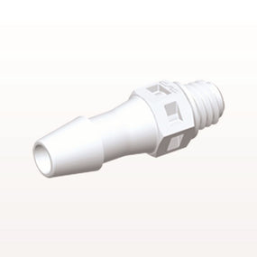Threaded Connector, Barbed, White, 100/Bag - Fits 5/32 inch ID Tubing (0.156 inch, 3.97 mm) x Tapered 10-32 UNF - MS530