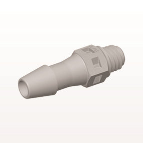 Threaded Connector, Barbed, Natural, 100/Bag - Fits 5/32 inch ID Tubing (0.156 inch, 3.97 mm) x Tapered 10-32 UNF - MS5