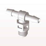 Threaded T Connector Barbed, White, 100/Bag - Fits 3/32 inch ID Tubing (0.094 inch, 2.38 mm) x Tapered 10-32 UNF - MT330
