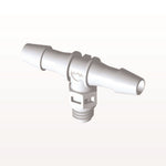 Threaded T Connector Barbed, White, 100/Bag - Fits 5/32 inch ID Tubing (0.156 inch, 3.97 mm) x Tapered 10-32 UNF - MT530