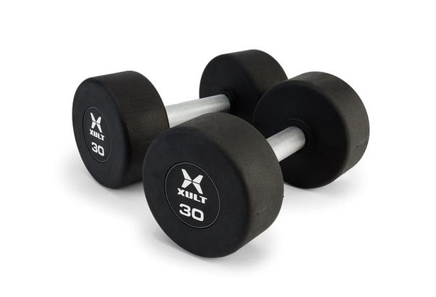 Johnson Tech XULT Round Rubber Dumbbell Set, Black, 5-50 lb. Pairs - XT-5-50RBR-RND - 1 Set