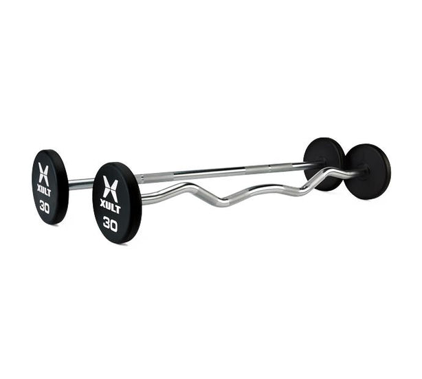Johnson Tech XULT Urethane Multi-Sided Barbell, EZ-Curl, Black Plus, 20-110 lb. - XT-650-URE-BBEZM-P - 1 Each
