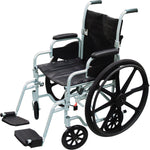 Drive Devilbiss Poly Fly Lightweight Transport Chair with Swing-Away Footrests, Silver and Black, 20" Seat Width - TR20 - 1 Each