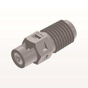 Threaded Connector, Barbed, Natural, 100/Bag - Fits 1/16 inch ID Tubing (0.063 inch, 1.59 mm) x 1/16
