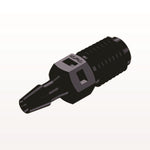Threaded Connector, Barbed, Black, 100/Bag - Fits 1/8 inch ID Tubing (0.125 inch, 3.18 mm) x 1/16" NPT - N2S431