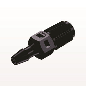 Threaded Connector, Barbed, Black, 100/Bag - Fits 1/8 inch ID Tubing (0.125 inch, 3.18 mm) x 1/16