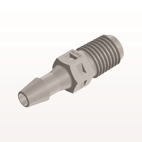 Threaded Connector, Barbed, Natural, 100/Bag - Fits 5/32 inch ID Tubing (0.156 inch, 3.97 mm) x 1/16