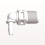 Threaded Elbow Connector, Barbed, White, 100/Bag - Fits 1/8 inch ID Tubing (0.125 inch, 3.18 mm) x 1/8" NPT - N4E430