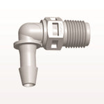Threaded Elbow Connector, Barbed, Natural, 100/Bag - Fits 3/16 inch ID Tubing (0.188 inch, 4.76 mm) x 1/8" NPT - N4E6