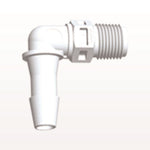 Elbow Connector, Barbed, White, 100/Bag - Fits 1/4 inch ID Tubing (0.25 inch, 6.35 mm) x 1/8 inch NPT Thread - N4E830