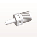 Threaded Connector, Barbed, White, 100/Bag - Fits 1/8 inch ID Tubing (0.125 inch, 3.18 mm) x 1/8" NPT - N4S430
