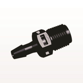 Threaded Connector, Barbed, Black, 100/Bag - Fits 5/32 inch ID Tubing (0.156 inch, 3.97 mm) x 1/8