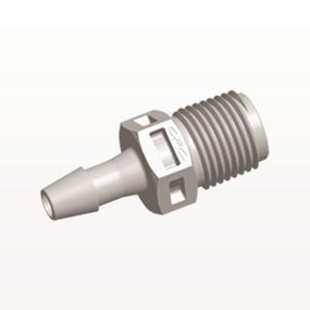 Threaded Connector, Barbed, Natural, 100/Bag - Fits 5/32 inch ID Tubing (0.156 inch, 3.97 mm) x 1/8