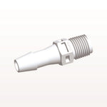 Threaded Connector, Barbed, White, 100/Bag - Fits 1/4 inch ID Tubing (0.25 inch, 6.35 mm) x 1/8" NPT - N4S830