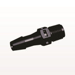 Threaded Connector, Barbed, Black, 100/Bag - Fits 1/4 inch ID Tubing (0.25 inch, 6.35 mm) x 1/8" NPT - N4S831