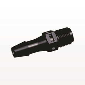 Threaded Connector, Barbed, Black, 100/Bag - Fits 1/4 inch ID Tubing (0.25 inch, 6.35 mm) x 1/8