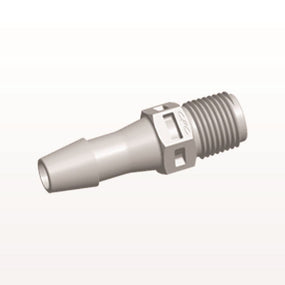 Threaded Connector, Barbed, Natural, 100/Bag - Fits 1/4 inch ID Tubing (0.250 inch, 6.35 mm) x 1/8