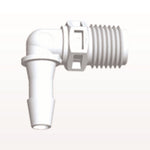 Threaded Elbow Connector, Barbed, White, 100/Bag - Fits 1/4 inch ID Tubing (0.25 inch, 6.35 mm) x 1/4" NPT - N8E830