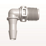 Threaded Elbow Connector, Barbed, Natural, 100/Bag - Fits 1/4 inch ID Tubing (0.25 inch, 6.35 mm) x 1/4" NPT - N8E8