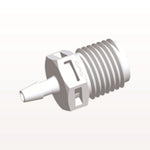 Threaded Connector, Barbed, White, 100/Bag - Fits 1/8 inch ID Tubing (0.125 inch, 3.18 mm) x 1/4" NPT - N8S430