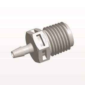 Threaded Connector, Barbed, Natural, 100/Bag - Fits 1/8 inch ID Tubing (0.125 inch, 3.18 mm) x 1/4