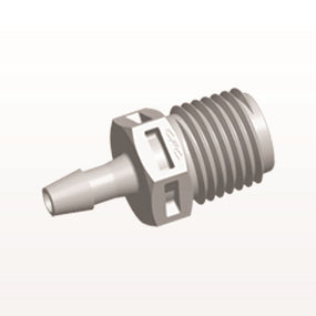 Threaded Connector, Barbed, Natural, 100/Bag - Fits 5/32 inch ID Tubing (0.156 inch, 3.97 mm) x 1/4