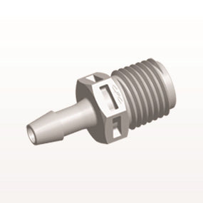 Threaded Connector, Barbed, Natural, 100/Bag - Fits 3/16 inch ID Tubing (0.188 inch, 4.76 mm) x 1/4