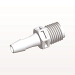 Threaded Connector, Barbed, White, 100/Bag - Fits 1/4 inch ID Tubing (0.25 inch, 6.35 mm) x 1/4" NPT - N8S830