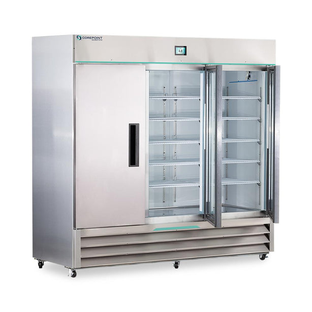 Horizon Corepoint Scientific White Diamond Series Laboratory / Medical Refrigerator, Stainless Steel, 3 Solid Doors, 72 Cu. Ft. - NSWDR723SSS/0 - 1 Each