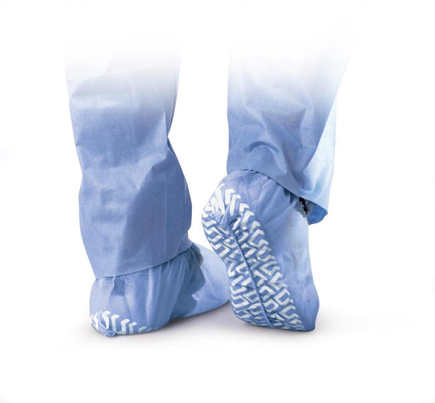 Nonskid Spunbond Polypropylene Shoe Covers, Blue, Regular/Large (Up to Men's Size 12), Medline - NON28758 - 100 Each