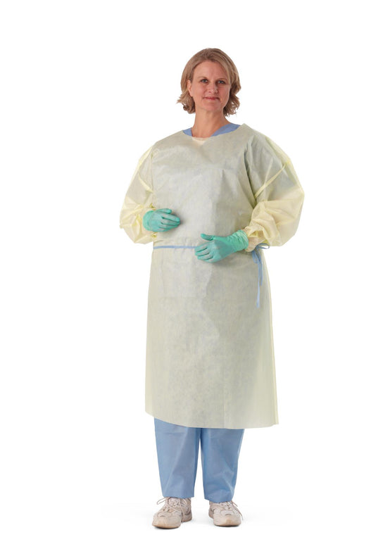 Medium-Weight Isolation Gown with Side Ties, Yellow, Size Regular, Medline Disp. Sms Thumb Loops - NON50240 - 100 Each