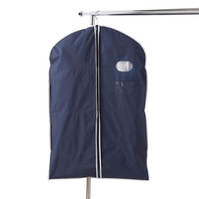 Vinyl Garment Bag with Velvet Plastic Hanger, Navy, 34