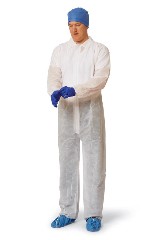 Heavyweight Spunbond Polypropylene Coveralls with Elastic Wrists and Ankles, Size 5XL, White, Medline - NONCV1205XL - 25 Each