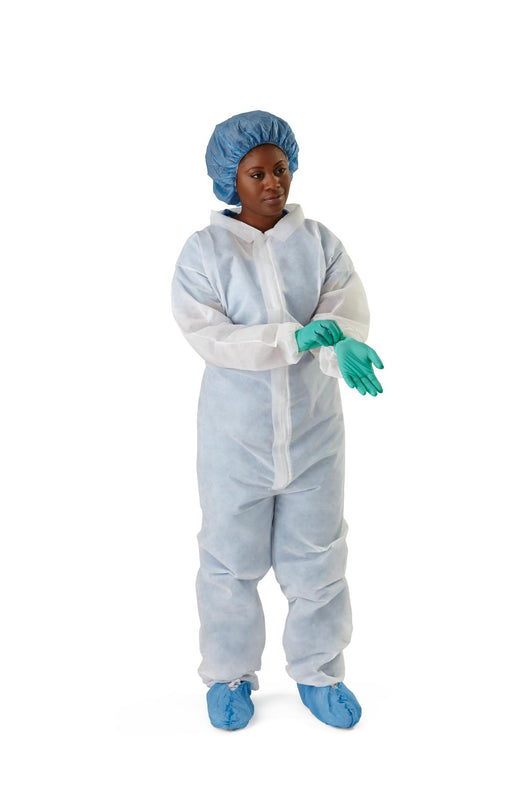Medium-Weight Spunbond Polypropylene Coveralls with Elastic Wrists and Ankles, Size 2XL, White, Medline Heavyweight - NONCV120XXL - 25 Each
