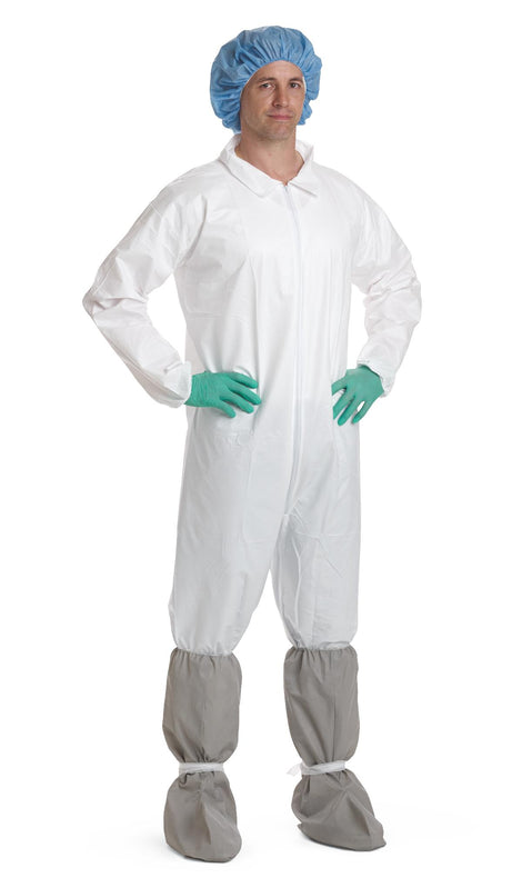 Breathable Coveralls with Elastic Wrists and Ankles, White, Size 2XL, Medline Static-Dissipative Microporous - NONCV940XXL - 25 Each