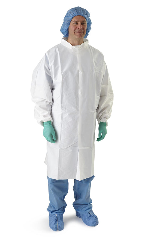 Breathable Frock with Snap Collar and Front, No Pockets, White, Size S, Medline Static-Dissipative Microporous - NONSW1765S - 30 Each