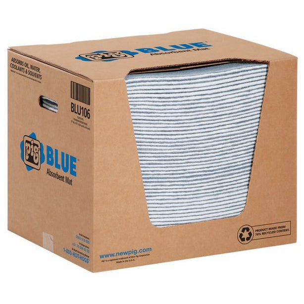 New Pig Corporation Pig Blue Absorbent Mat Pad in Dispenser BLU106 - 50.0 Each - MDL-NPGBLU106