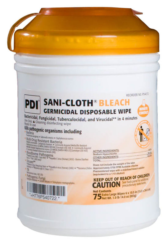 Pdi, Inc Sani-Cloth Bleach Germicidal Wipes P54072 - 12.0 Each - MDL-NPKP54072