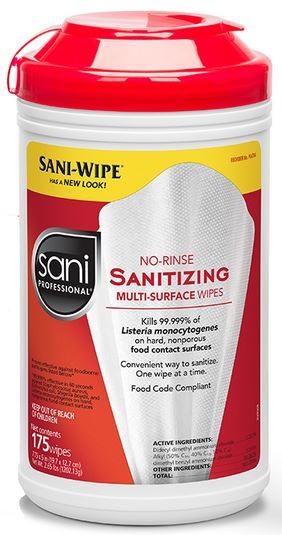 Sani Professional No-Rinse Sanitizing Multisurface Wipes - P66784 - 6 Each - MDL-NPKP66784