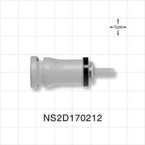 NS212 Connector, Body, Valved, Barbed - Fits 1/8 inch ID Tubing (0.125 inch, 3.18 mm) - NS2D170212