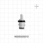 NS212 Connector, Insert, Valved, Barbed - Fits 1/8 inch ID Tubing (0.125 inch, 3.18 mm) - NS2D220212