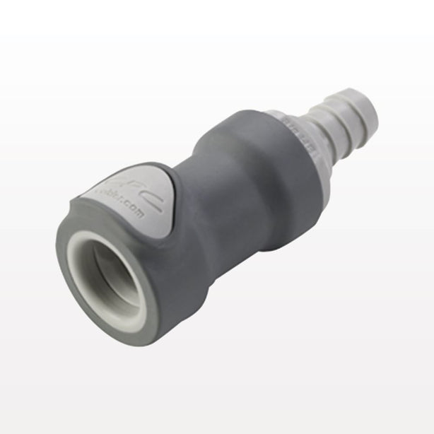 NS4 Connector, Body, Valved, Barbed - Fits 3/8 inch ID Tubing (0.375 inch, 9.53 mm) - NS4D17006