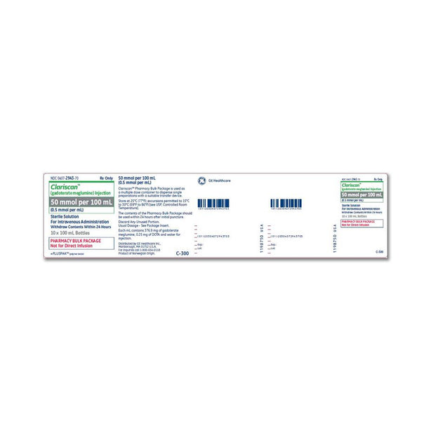 Ge Healthcare Clariscan (Gadoterate Meglumine) Injection C300 - 10.0 Each