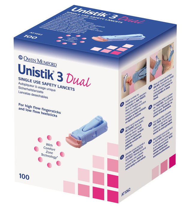 OWEN MUMFORD INC Unistik Safety Lancets AT1062 100 Each - MDL-OMMAT1062