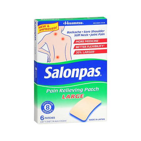 Hisamitsu Pharmaceutical,inc Pain Relief Salonpas Pain-Relieving Patch, 8-Hour, 5.67" x 3.62", 6 Patches / Box - 46581-0210-06 - 6 Each