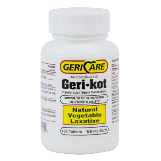 Geri-Care Pharmaceuticals GeriCare Senna Tablet, 100 per Bottle - OTC045101