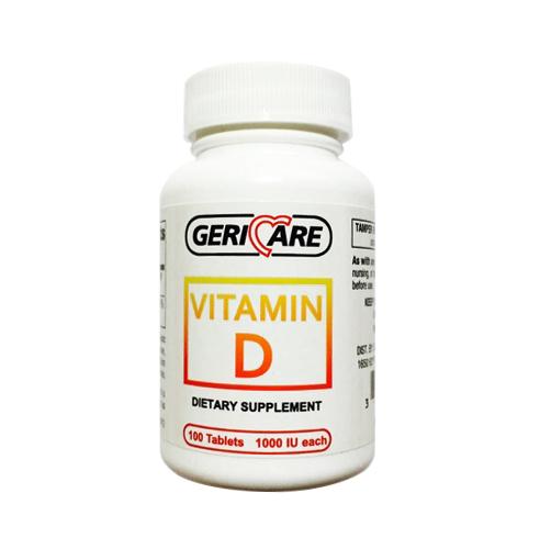 Geri-Care Pharmaceuticals GeriCare Vitamin D-3 Tablet, 1,000 IU, 100 per Bottle - OTC087601