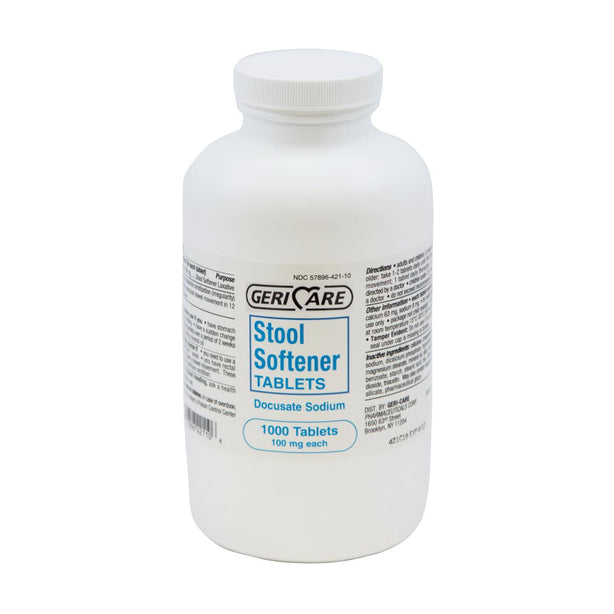 Geri-Care Pharmaceuticals GeriCare Docusate Sodium Stool Softener, 100 mg, 1,000 Tablets - OTC421106
