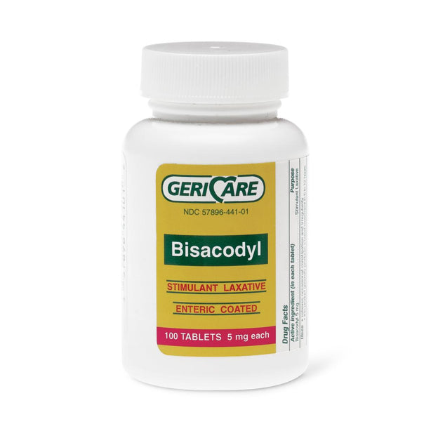 Geri-Care Pharmaceuticals Laxative GeriCare Bisacodyl, 5 mg Tablet, 100 per Bottle - OTC44101