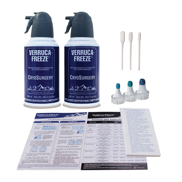 Cryosurgery Cryotherapy and Verruca-Freeze Replacement Kit with (2) 100-Freeze Canister, 3 CryoCones, 15 CryoBuds - VFL200R - 1 Pack